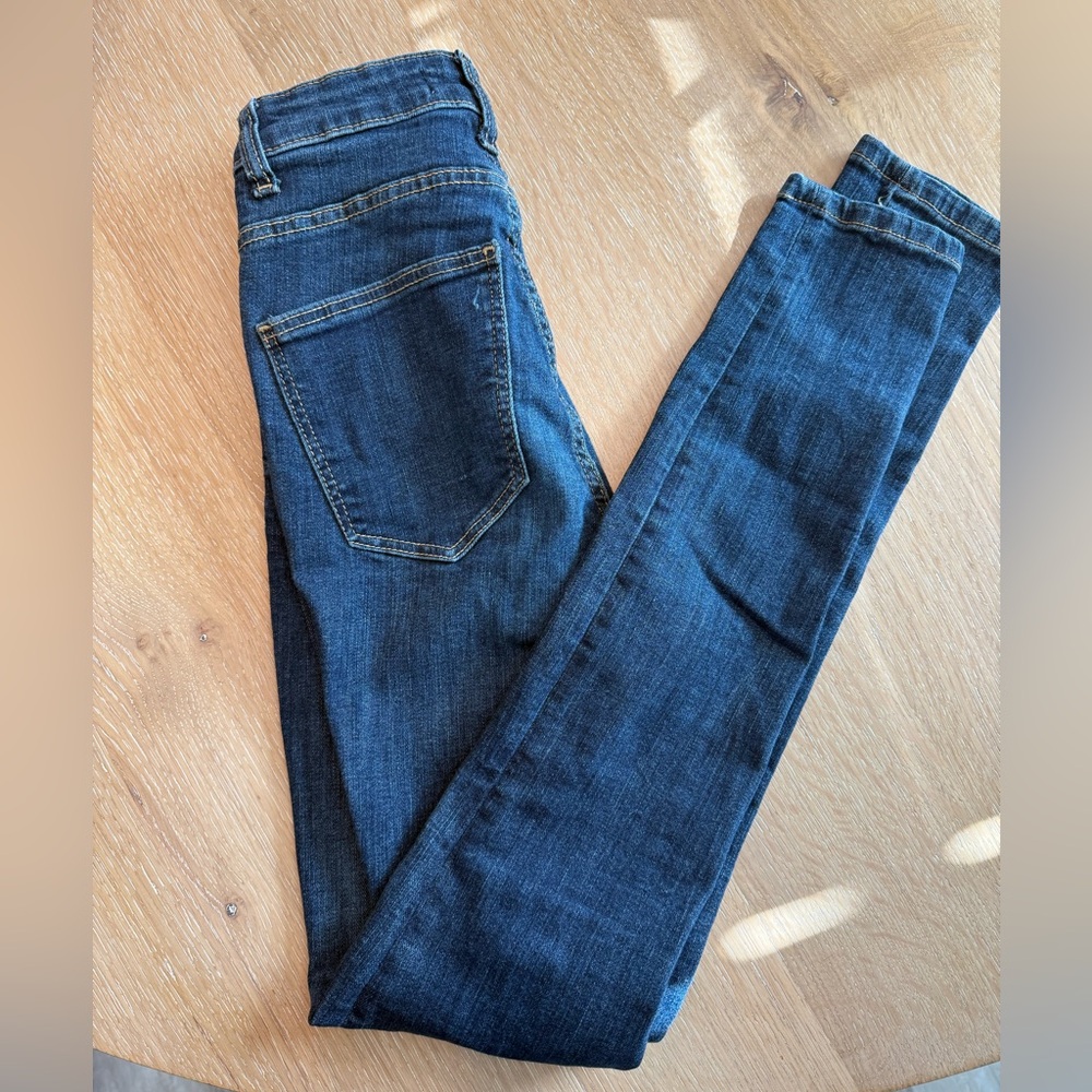 Zara Dark Wash Skinny Jeans Women Size 0 High Rise Stretch Denim